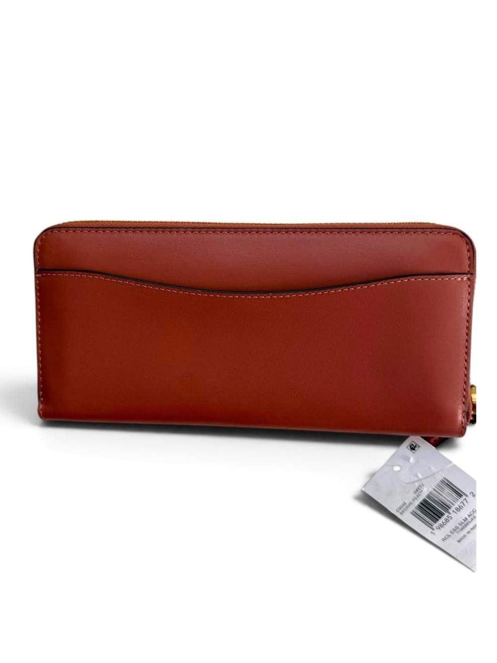 Coach Essential Dark Peach Leather Slim Zip Wallet Womens NWT - Picture 9 of 13